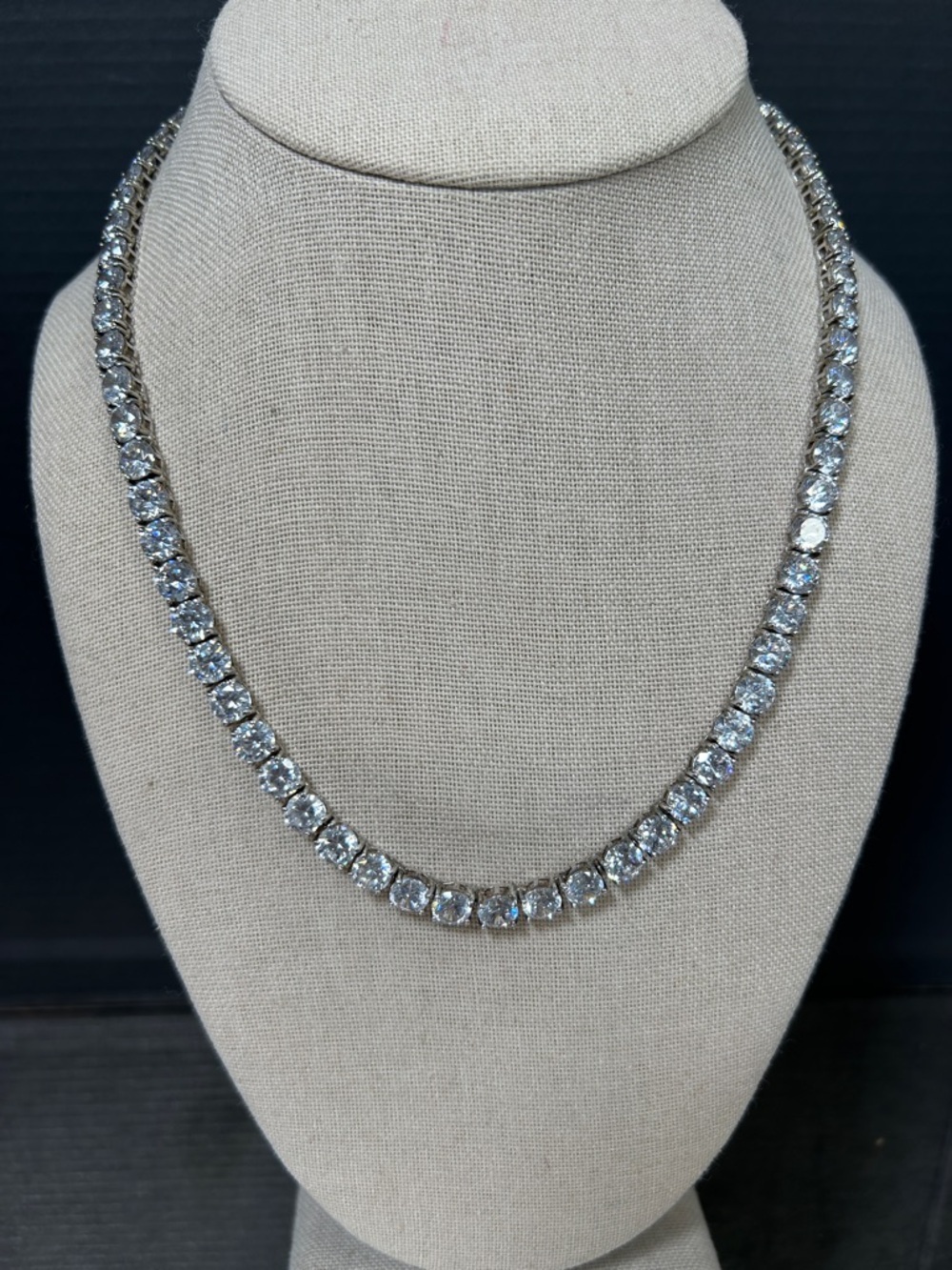 Classic 925 Sterling Silver Tennis Necklace with Clear CZ Stones